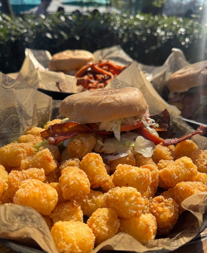 Burger with tater tots